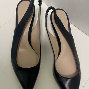 Stuart Weitzman Black Leather Slingback Heels Shoes Pumps